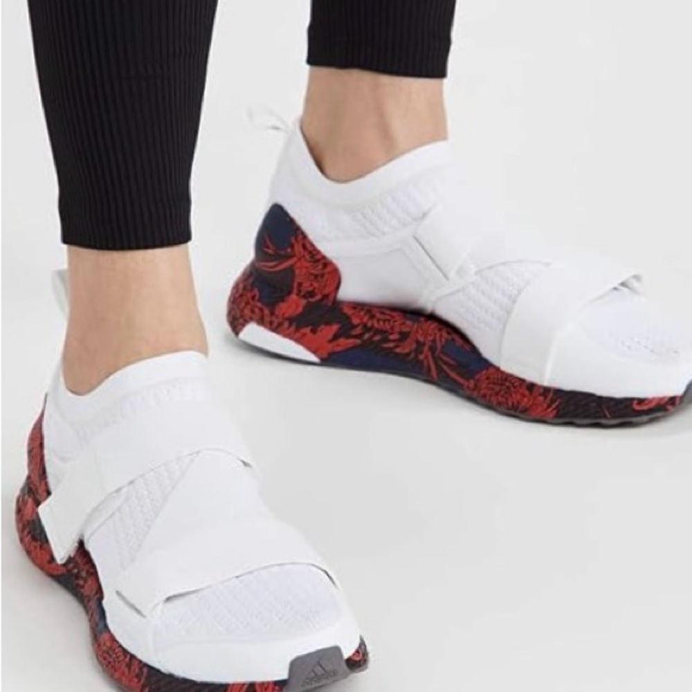 Adidas by Stella McCartney White and Red floral Shoes Womens size 7.5